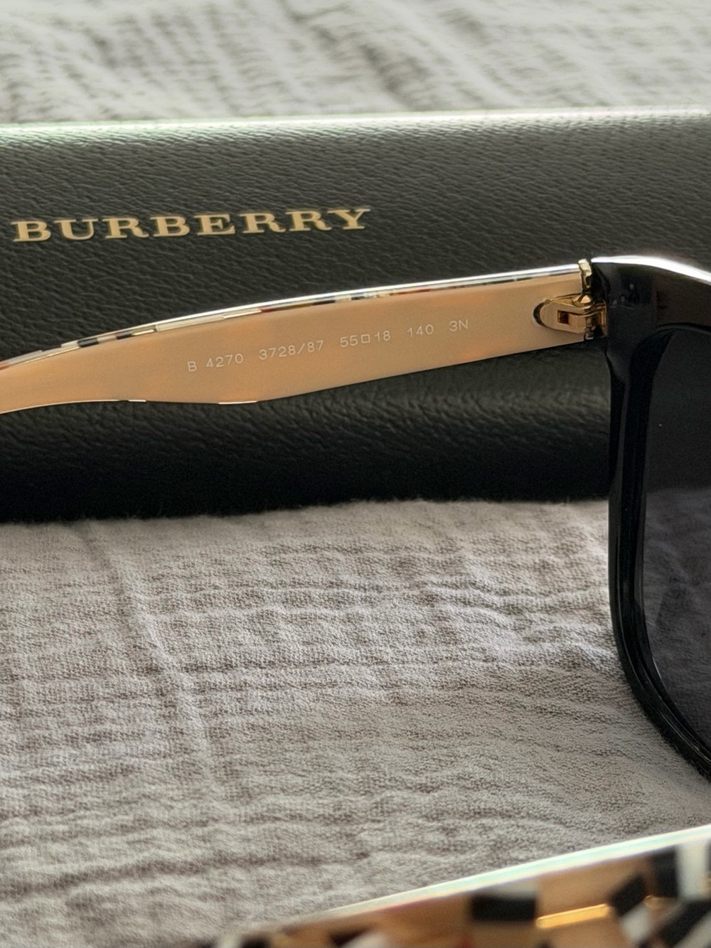 Burberry 4270 Black Sunglasses with Signature Check Temples - Picture 4 of 5